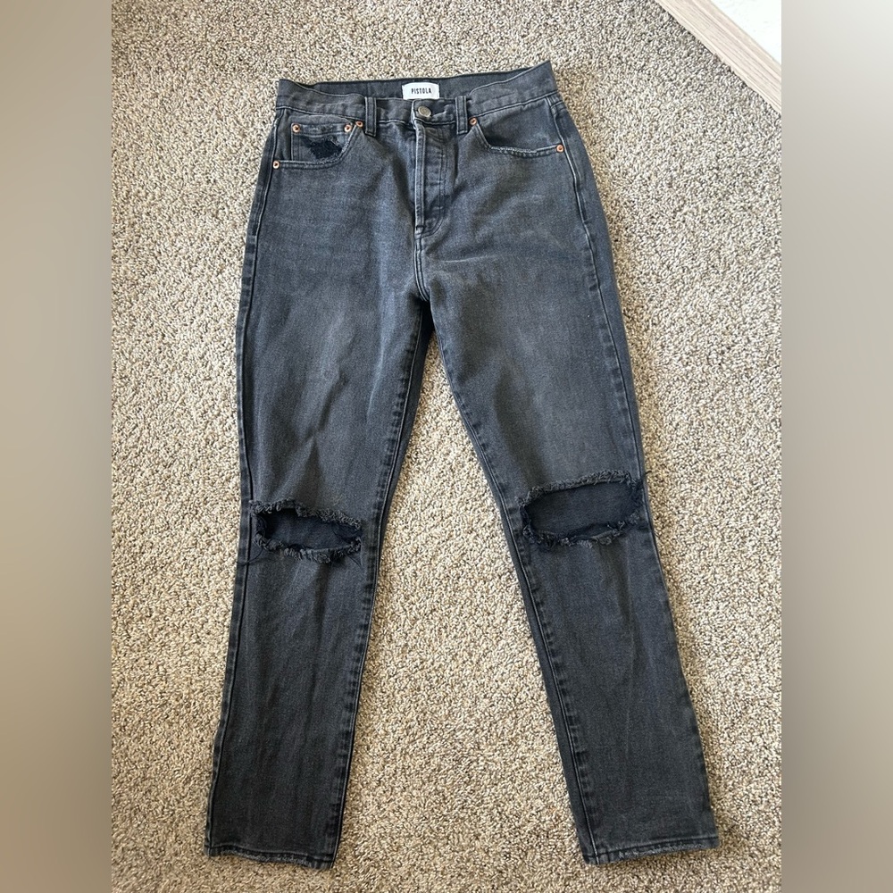 Pistola Charcoal Distressed Black Size 26 Women’s Jeans Cotton Preppy Casual